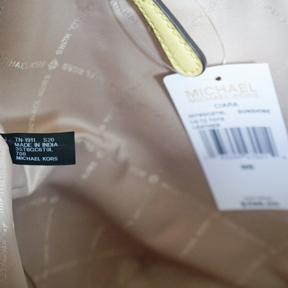 Michael Kors Ciara L Leather Tote Yellow Sunshine - Picture 8 of 12